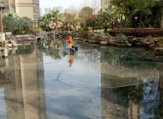 满城景观池淤泥清理